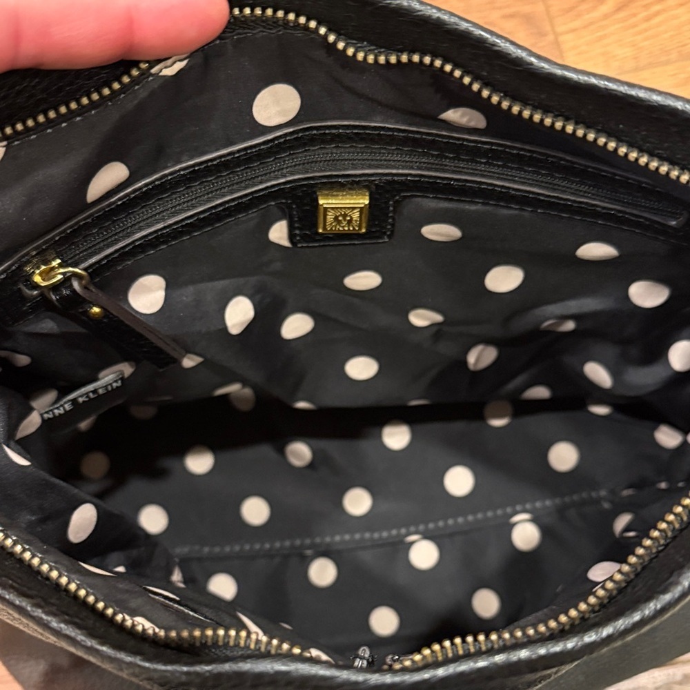 Anne Klein Black Pebbled Leather Shoulder Hobo with Tassel - Picture 4 of 12